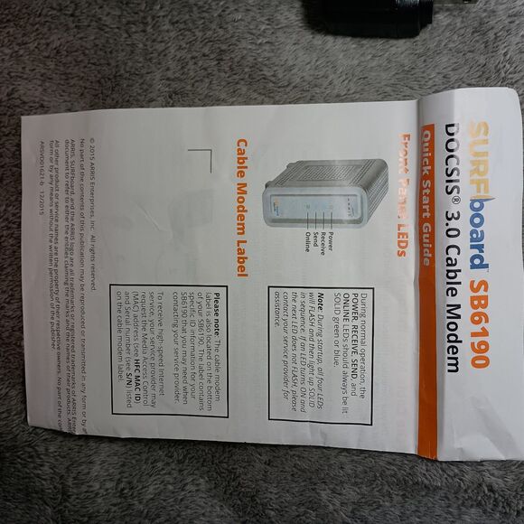 ARRIS Surfboard SB6190-RB DOCSIS 3.0 Cable Modem Unlocked 1.4 Gbps 32x8 Channels - Picture 3 of 16
